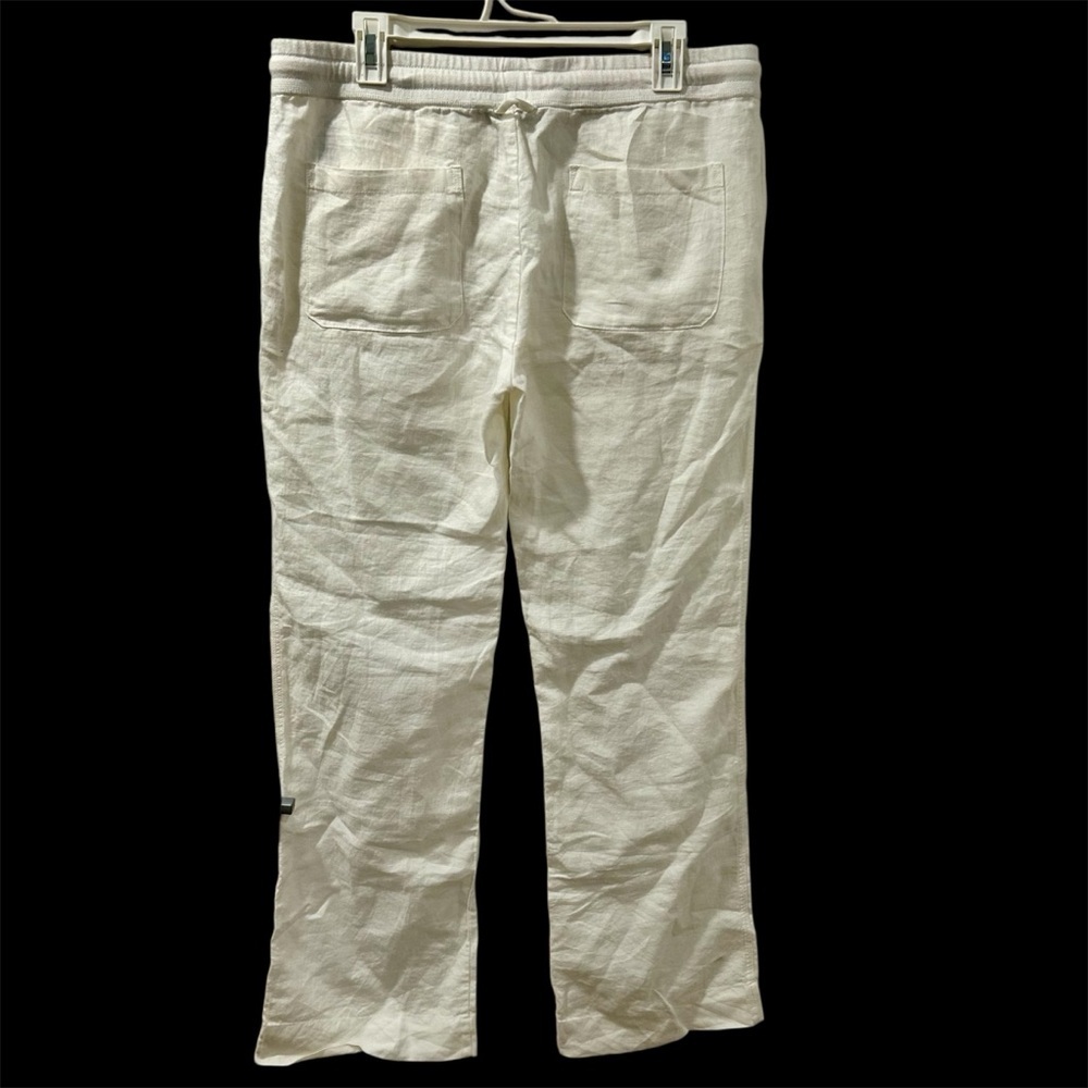 James Perse Pants Drawstring Waist Wide Leg White Cotton Size Large Sz 3
